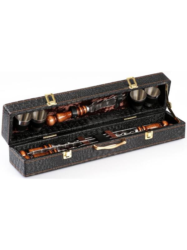 Набор шампуров в коробке из эко-кожи 