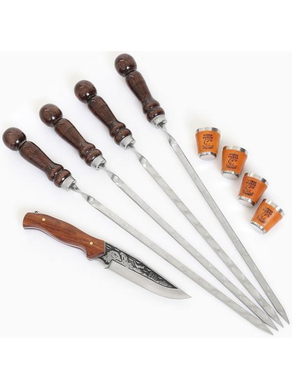 Набор шампуров в коробке из эко-кожи 