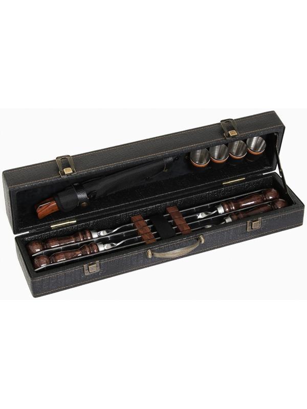 Набор шампуров в коробке из эко-кожи 