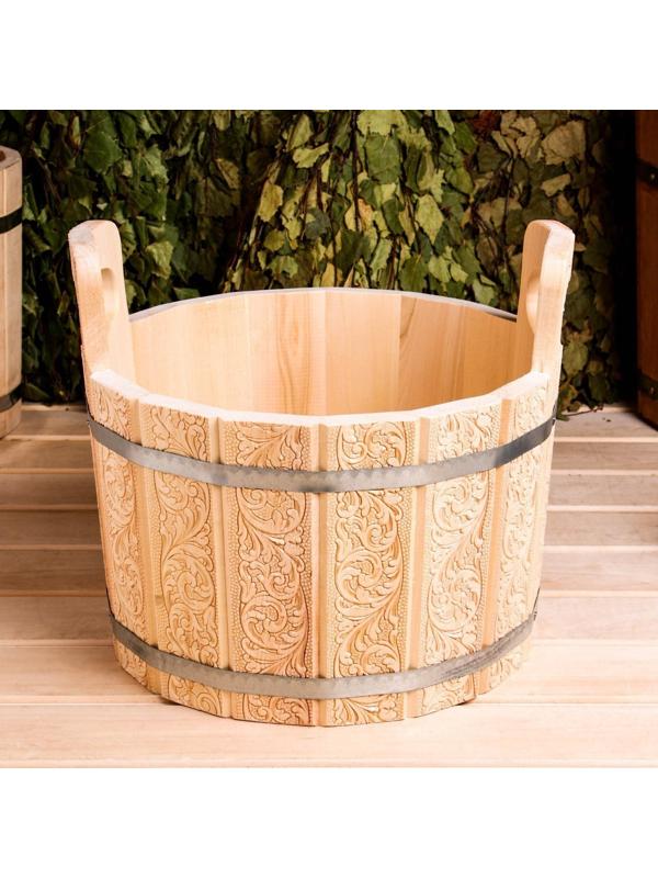 Шайка из липы, 10 л, с тиснением, УЗОРЫ