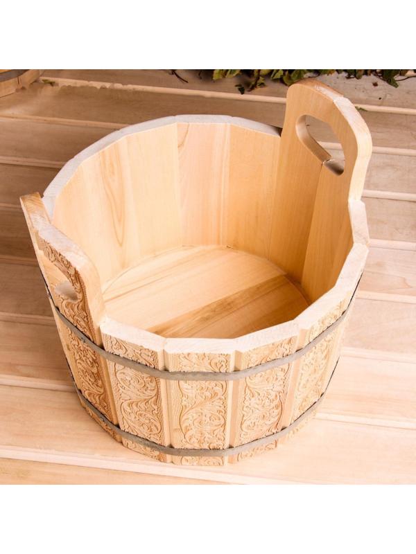 Шайка из липы, 10 л, с тиснением, УЗОРЫ