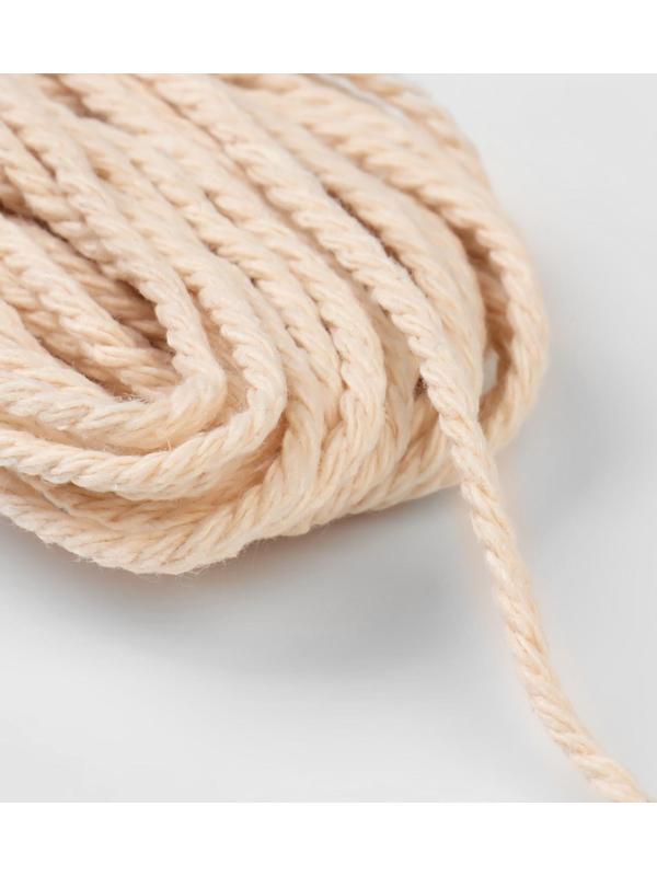 Нить для плетения, хлопок, d = 2,5 мм, 10 ± 0,5 м, цвет бежевый