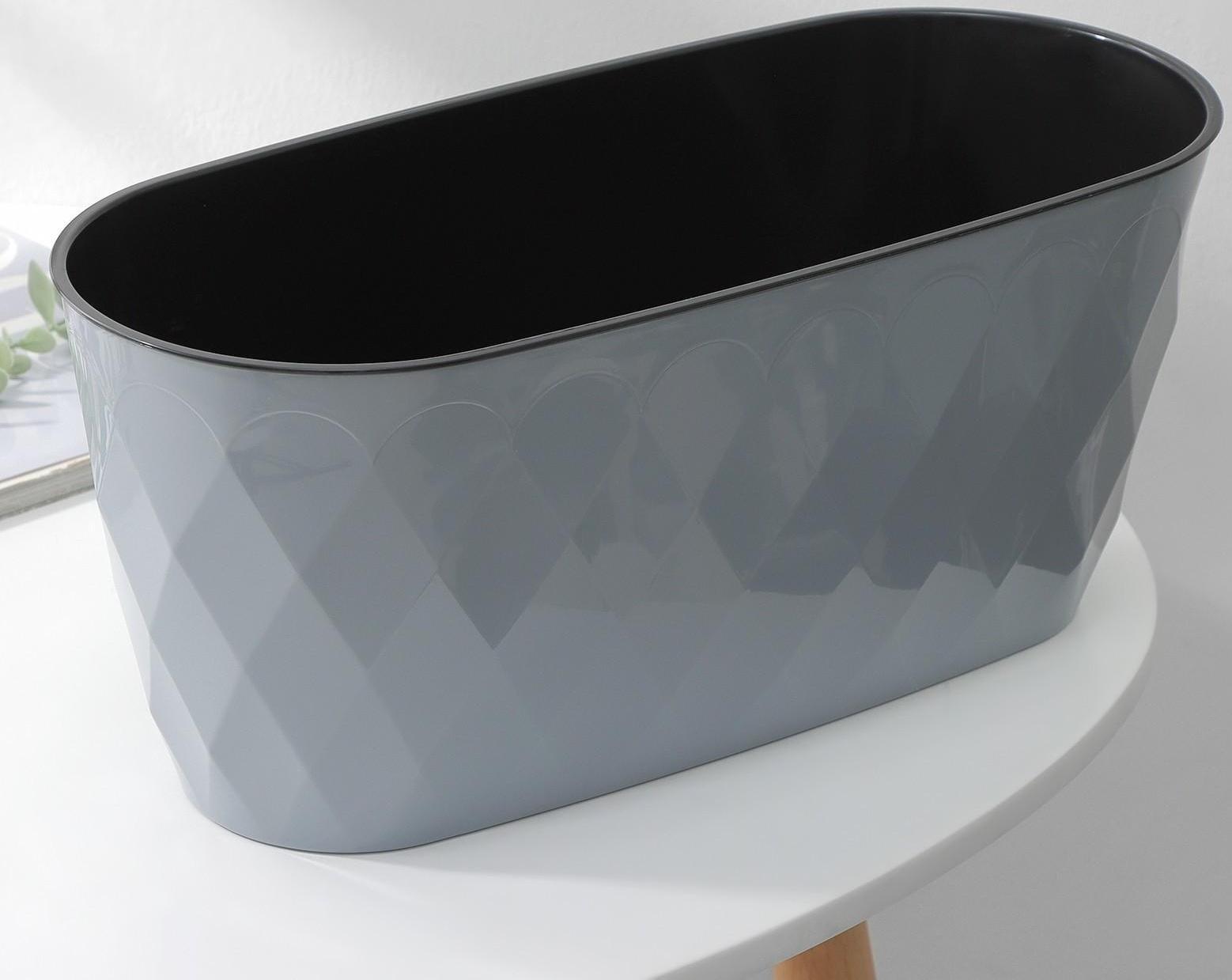 Кашпо для цветов со вставкой Laurel, 5 л, 35,4×15,2×15 см, цвет серый