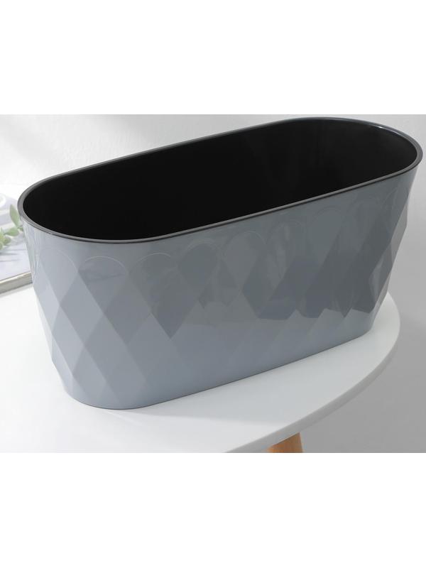 Кашпо для цветов со вставкой Laurel, 5 л, 35,4×15,2×15 см, цвет серый