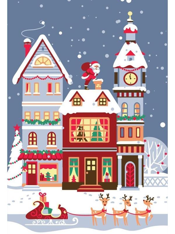 Картина по номерам на холсте с подрамником «Новогодняя сказка» 20х30 см