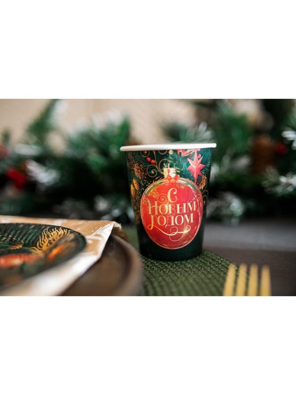 Стакан бумажный «С Новым годом»,елочные игрушки