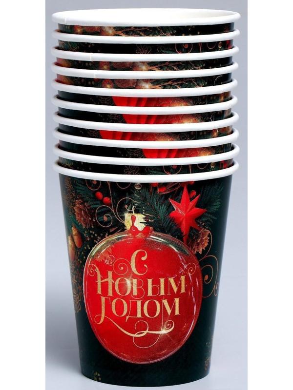 Стакан бумажный «С Новым годом»,елочные игрушки