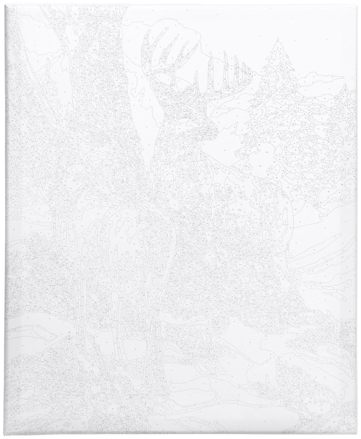 Картина по номерам на холсте с подрамником «Олени в лесу» 40х50 см