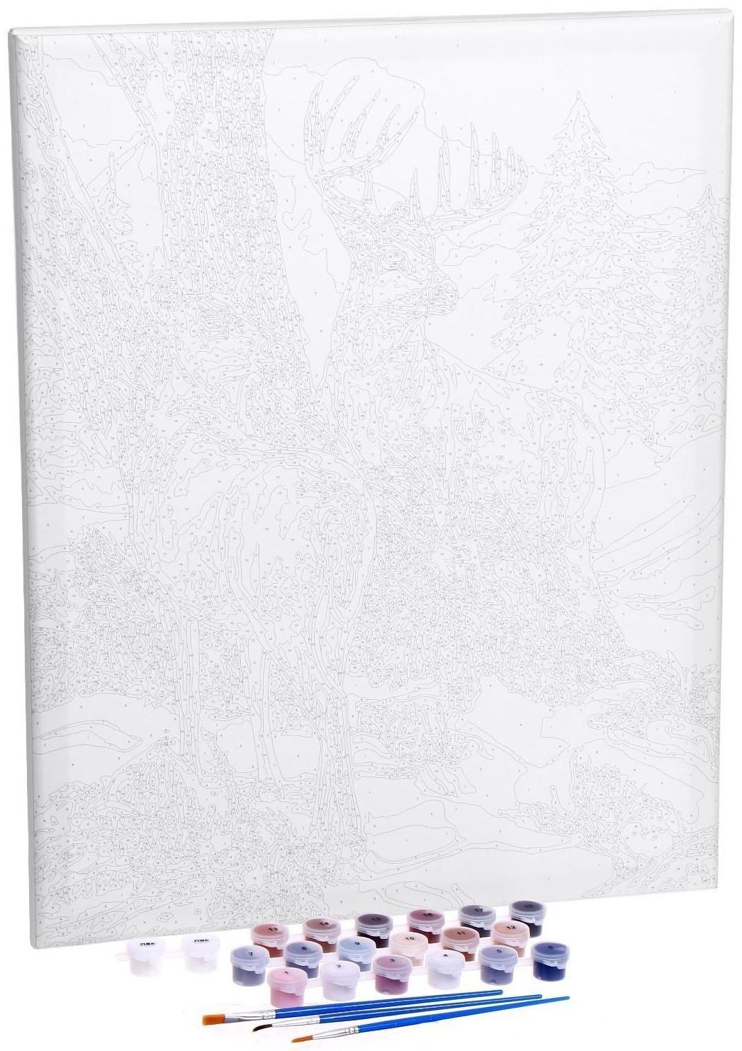 Картина по номерам на холсте с подрамником «Олени в лесу» 40х50 см