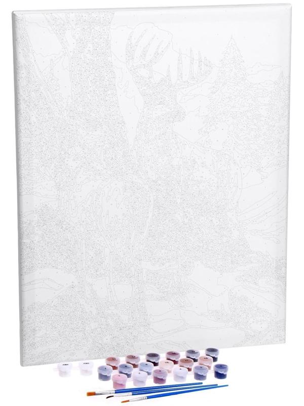 Картина по номерам на холсте с подрамником «Олени в лесу» 40х50 см