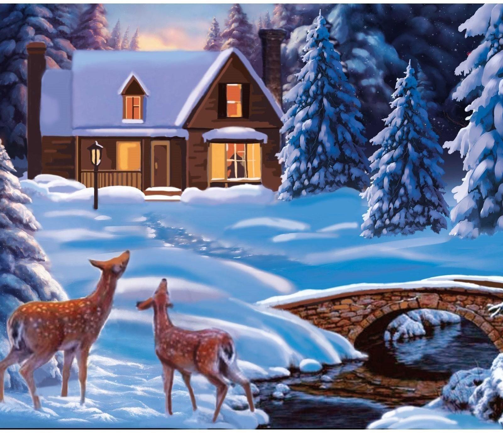 Картина по номерам на холсте с подрамником «Домик в лесу» 40х50 см