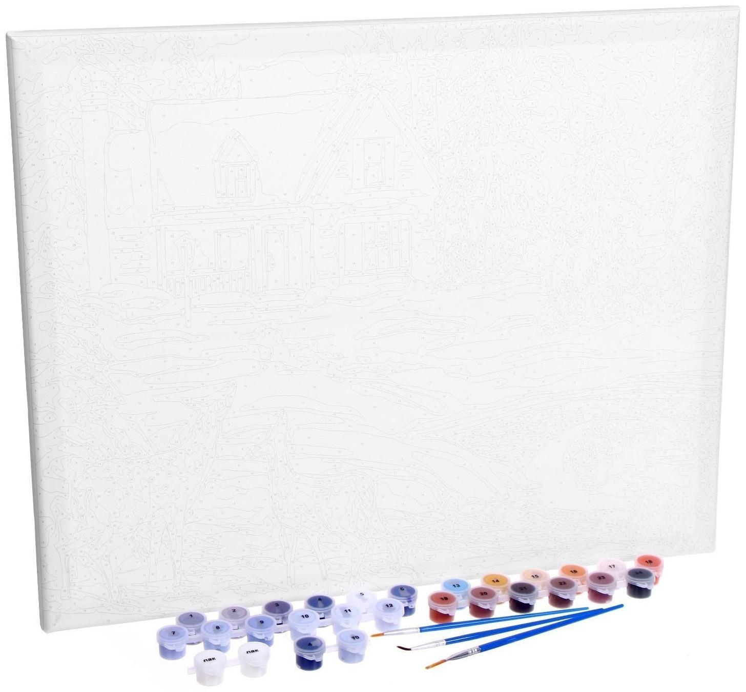 Картина по номерам на холсте с подрамником «Домик в лесу» 40х50 см