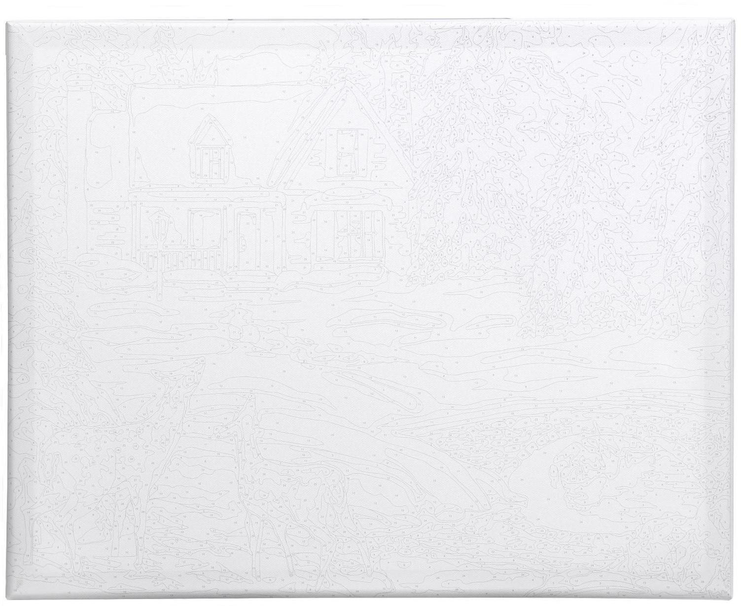 Картина по номерам на холсте с подрамником «Домик в лесу» 40х50 см