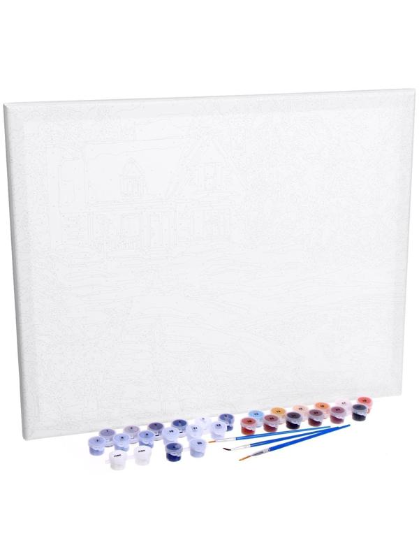 Картина по номерам на холсте с подрамником «Домик в лесу» 40х50 см