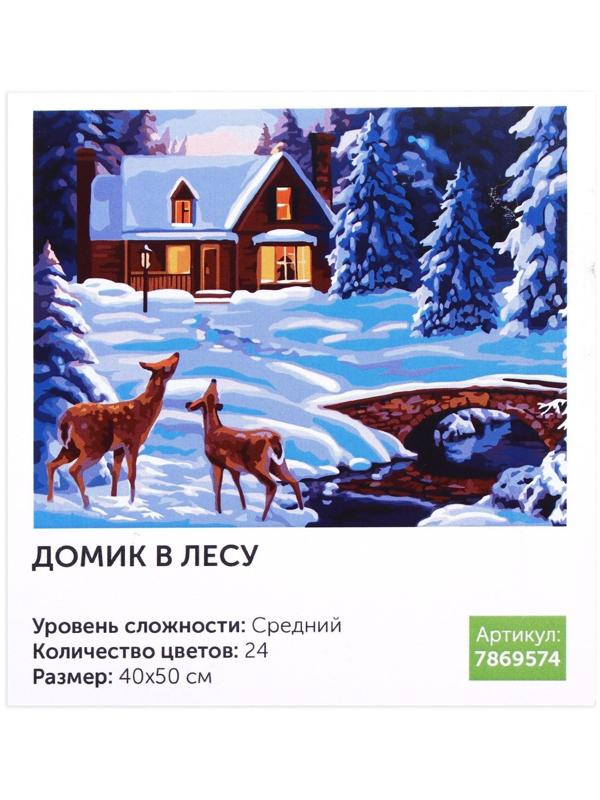 Картина по номерам на холсте с подрамником «Домик в лесу» 40х50 см