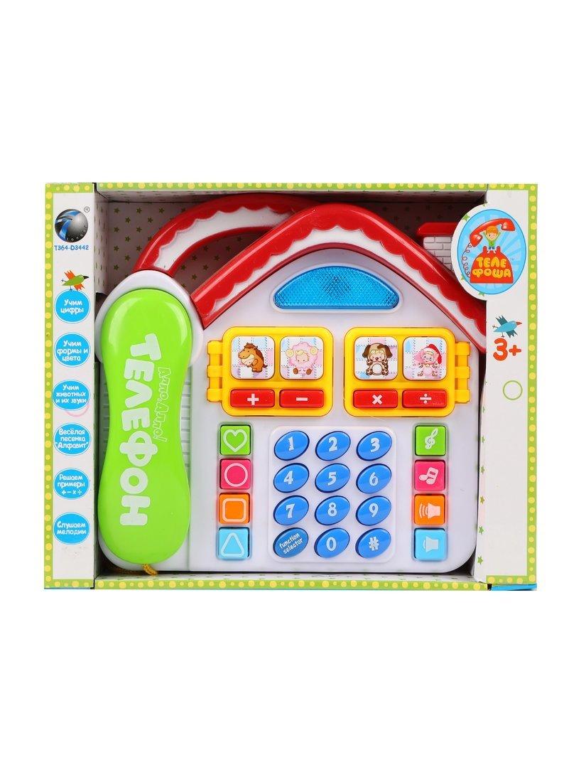 Телефоша, телефон обучающий, свет, звук, батарейки AA*3шт. не входят в комп.