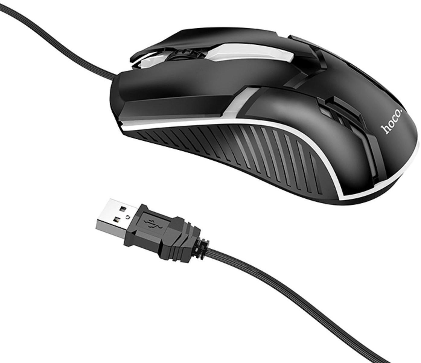 Комплект Клавиатура и Мышь Hoco GM11, проводной, мембранная, 1000 dpi, USB, PC/PS4, 1.5 м