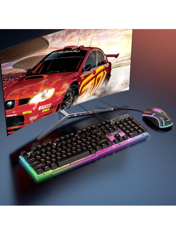 Комплект Клавиатура и Мышь Hoco GM11, проводной, мембранная, 1000 dpi, USB, PC/PS4, 1.5 м