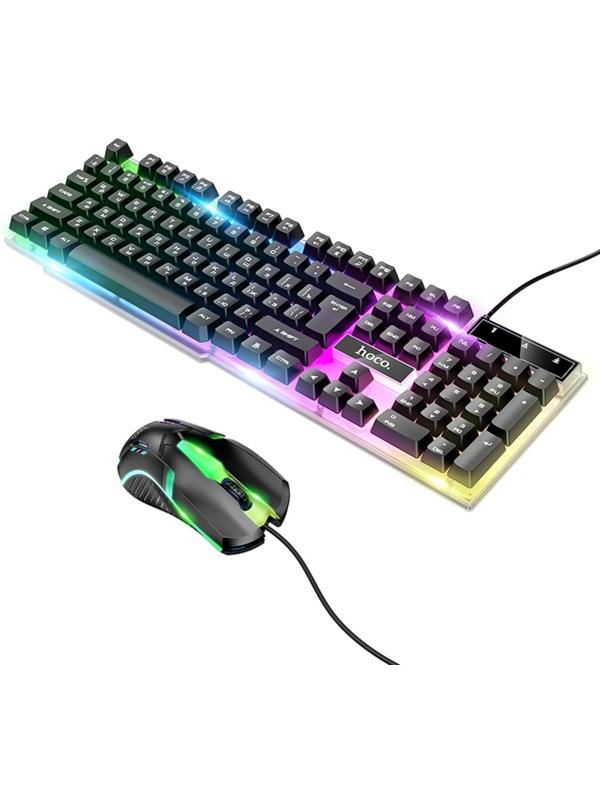 Комплект Клавиатура и Мышь Hoco GM11, проводной, мембранная, 1000 dpi, USB, PC/PS4, 1.5 м