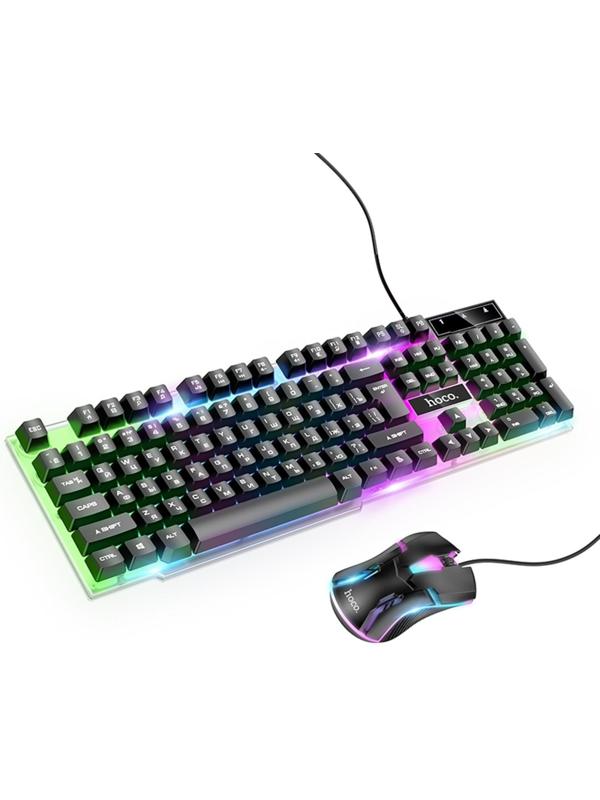 Комплект Клавиатура и Мышь Hoco GM11, проводной, мембранная, 1000 dpi, USB, PC/PS4, 1.5 м