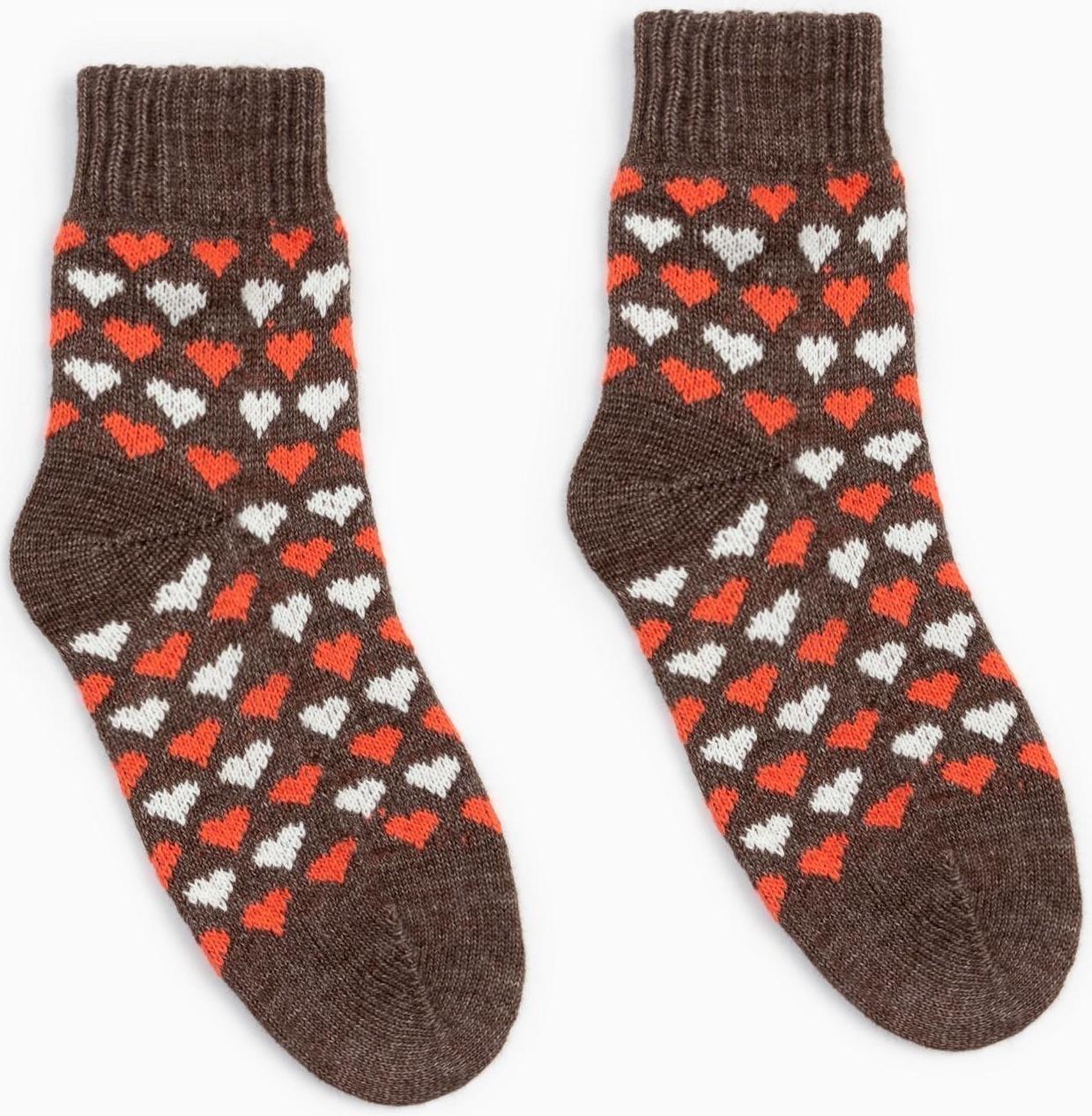 Носки женские шерстяные, цвет коричневый, размер 23-25