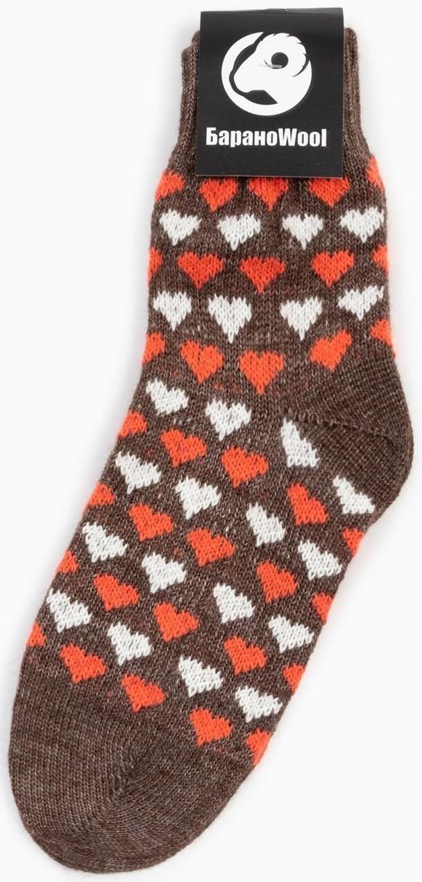 Носки женские шерстяные, цвет коричневый, размер 23-25