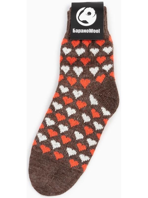 Носки женские шерстяные, цвет коричневый, размер 23-25