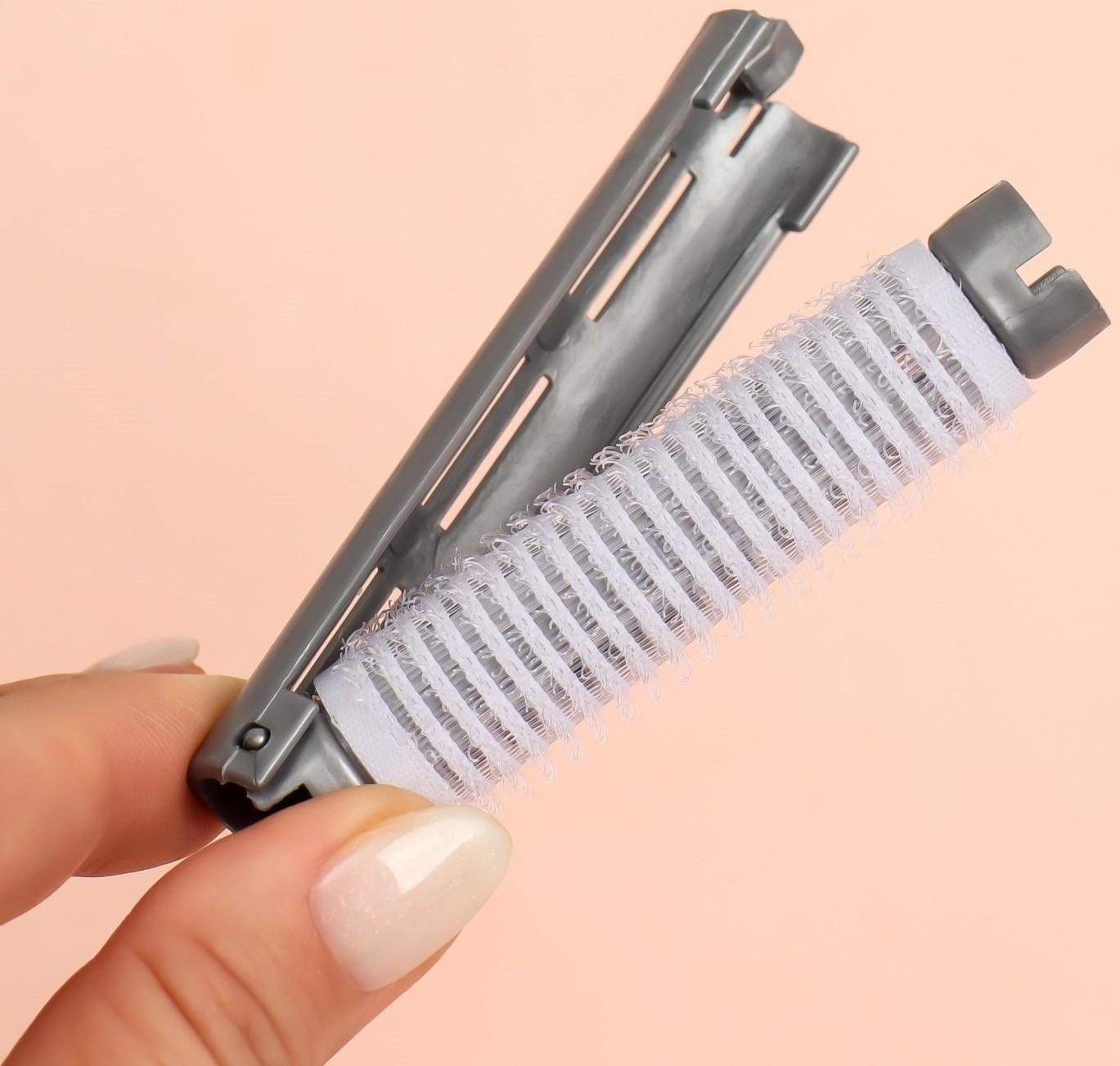 Бигуди-зажим для чёлки, d = 2 см, 8,2 см, цвет серый