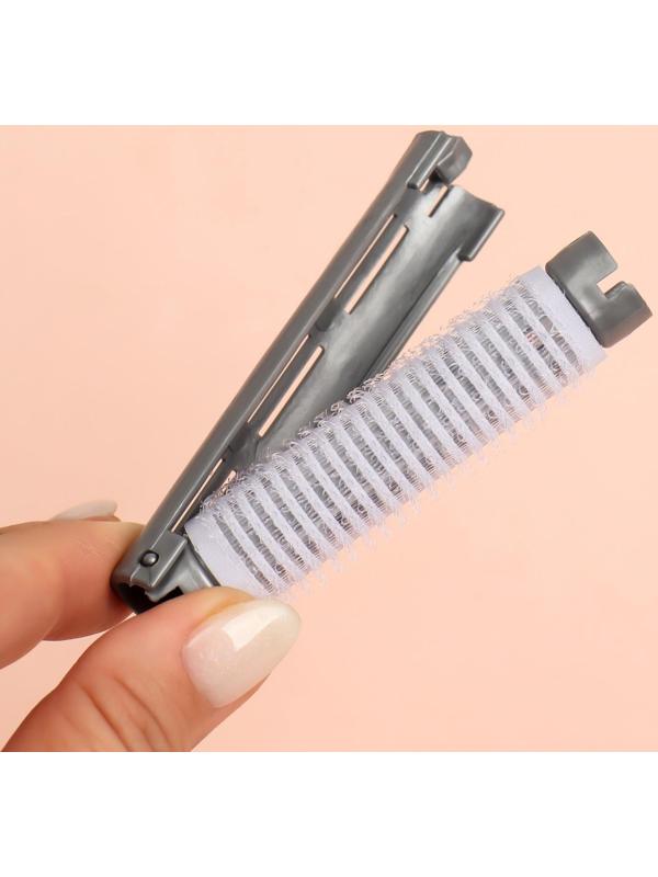 Бигуди-зажим для чёлки, d = 2 см, 8,2 см, цвет серый