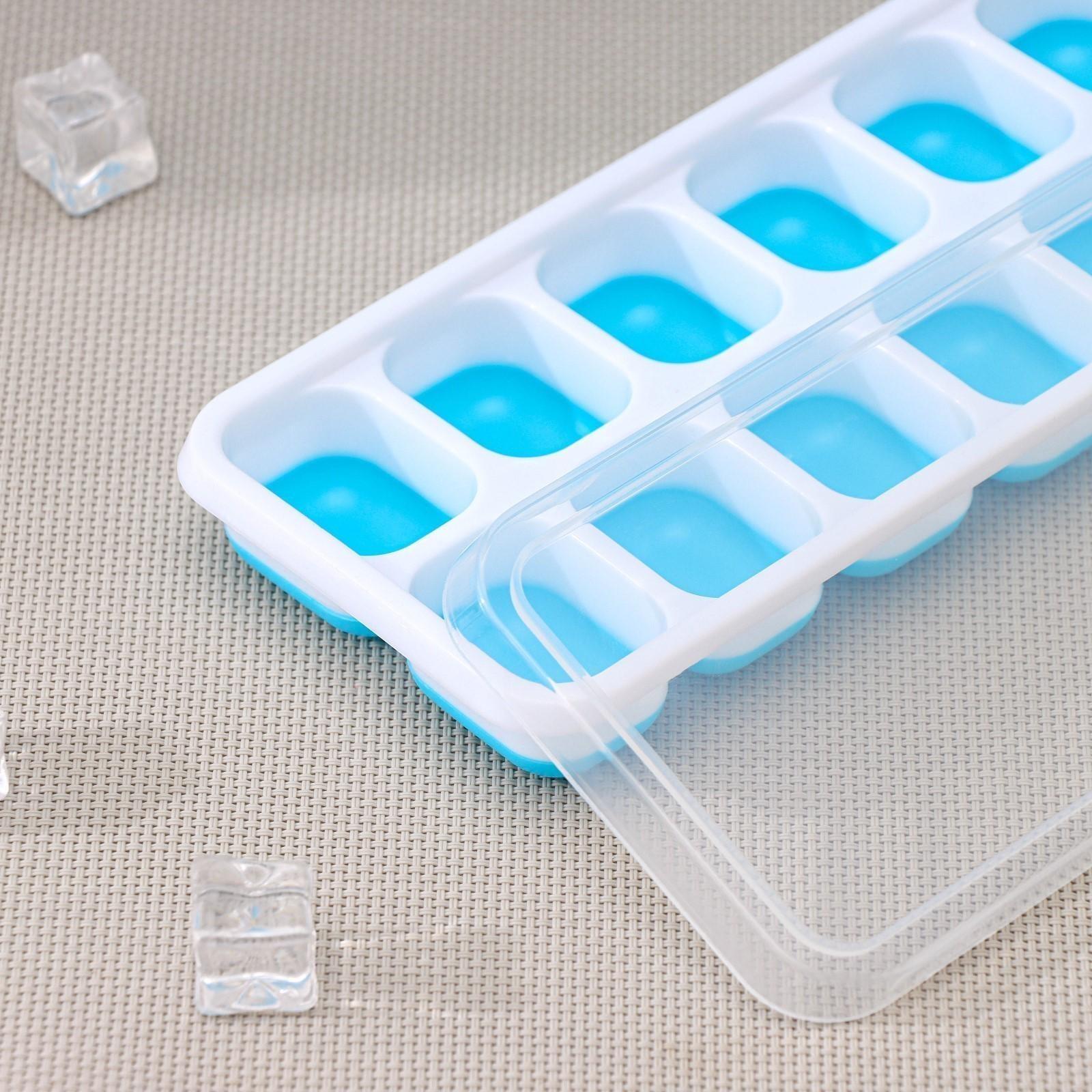 Форма для льда и шоколада с крышкой Доляна, 14 ячеек, 25×9,5×2,5 см, ячейка 4×3×2 см, цвет МИКС