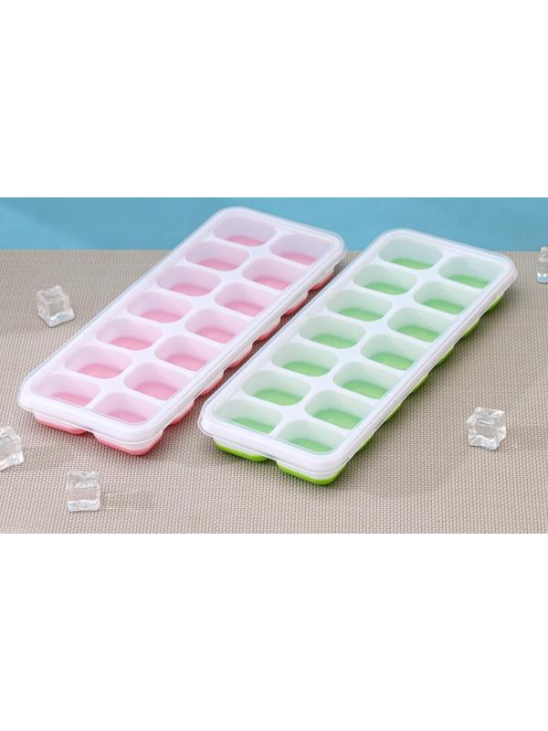 Форма для льда и шоколада с крышкой Доляна, 14 ячеек, 25×9,5×2,5 см, ячейка 4×3×2 см, цвет МИКС