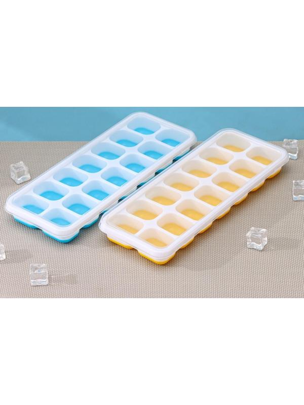 Форма для льда и шоколада с крышкой Доляна, 14 ячеек, 25×9,5×2,5 см, ячейка 4×3×2 см, цвет МИКС