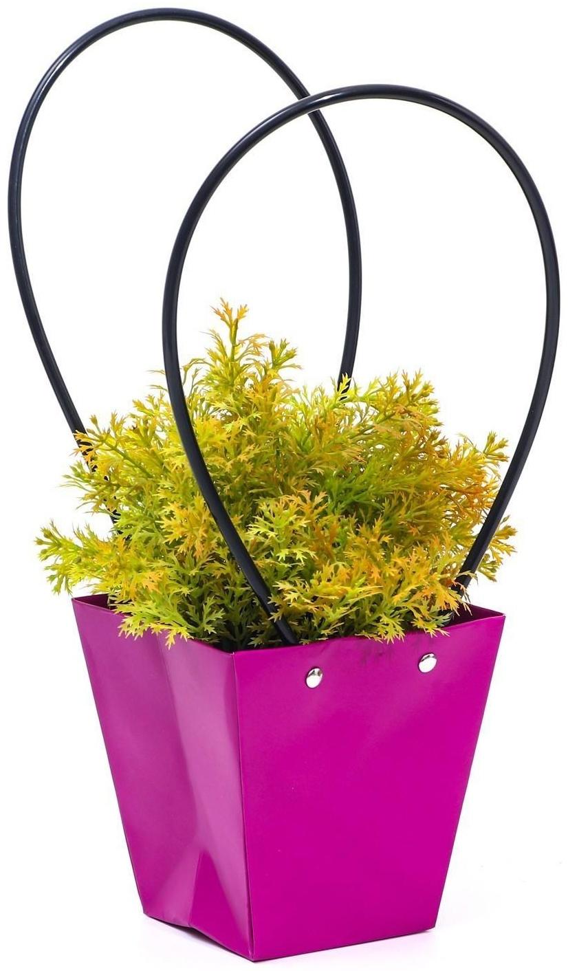 Сумка для цветов фуксия влагостойкая, 12x12-8 x 8-12.5 см