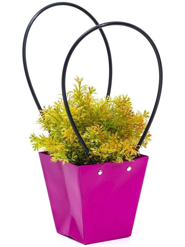 Сумка для цветов фуксия влагостойкая, 12x12-8 x 8-12.5 см