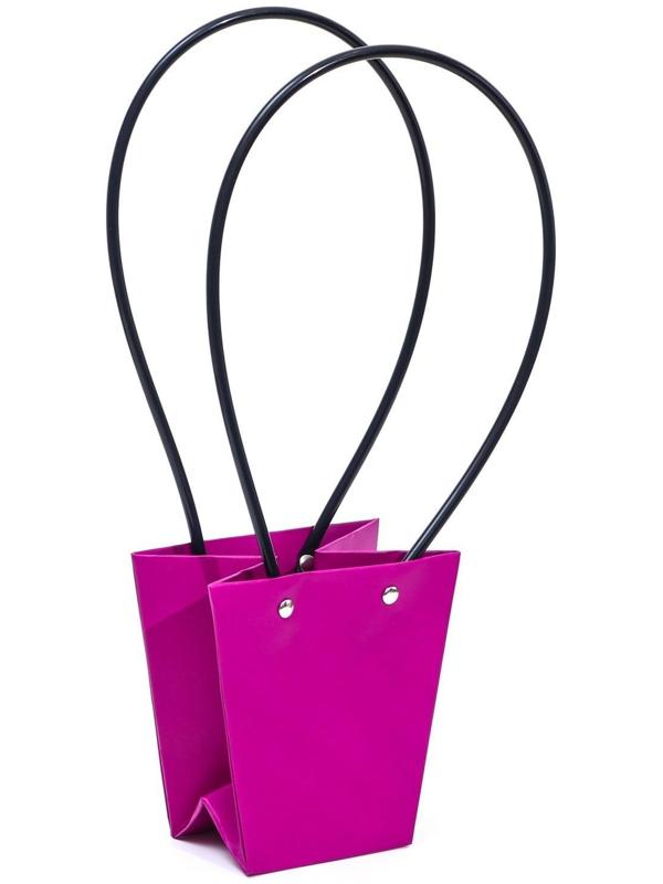 Сумка для цветов фуксия влагостойкая, 12x12-8 x 8-12.5 см