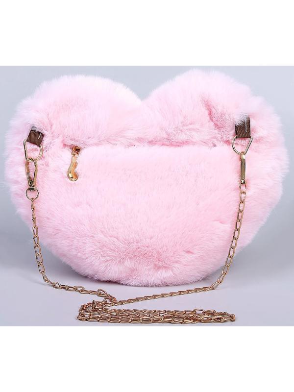 Сумка из плюша«Сердце», 25 х 20 х 3 см, цвет розовый