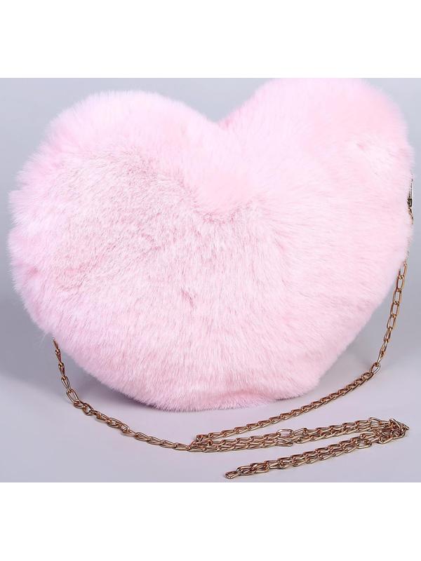 Сумка из плюша«Сердце», 25 х 20 х 3 см, цвет розовый