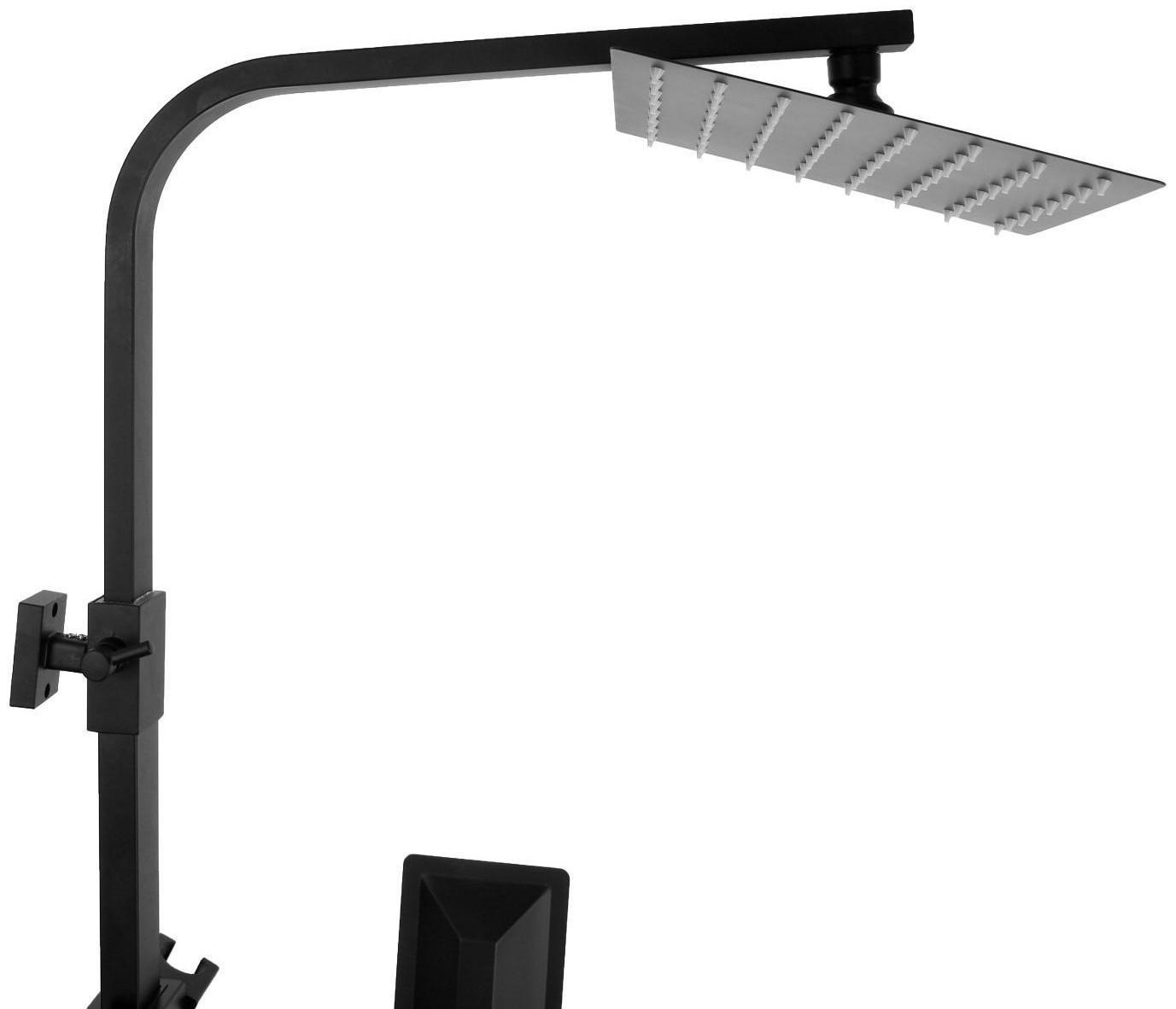 Душевая система ZEIN Z1006, смеситель, тропическая и ручная лейка, стойка, черный