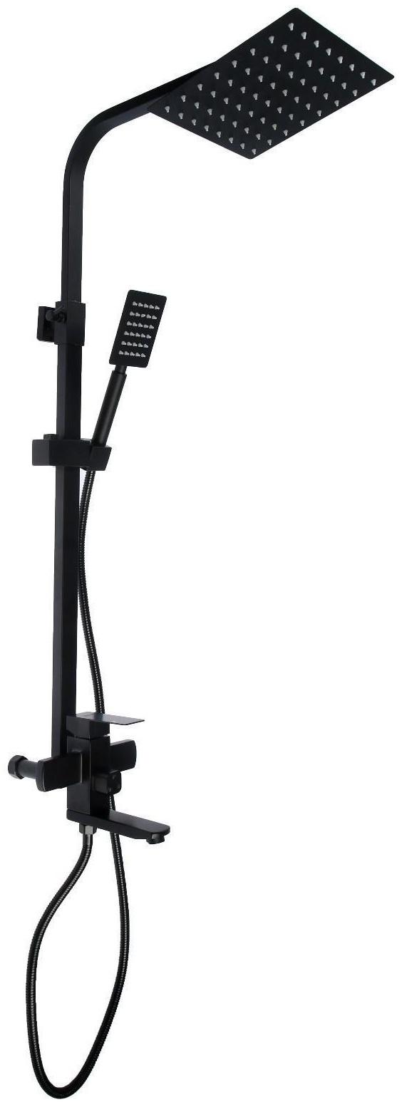 Душевая система ZEIN Z1006, смеситель, тропическая и ручная лейка, стойка, черный
