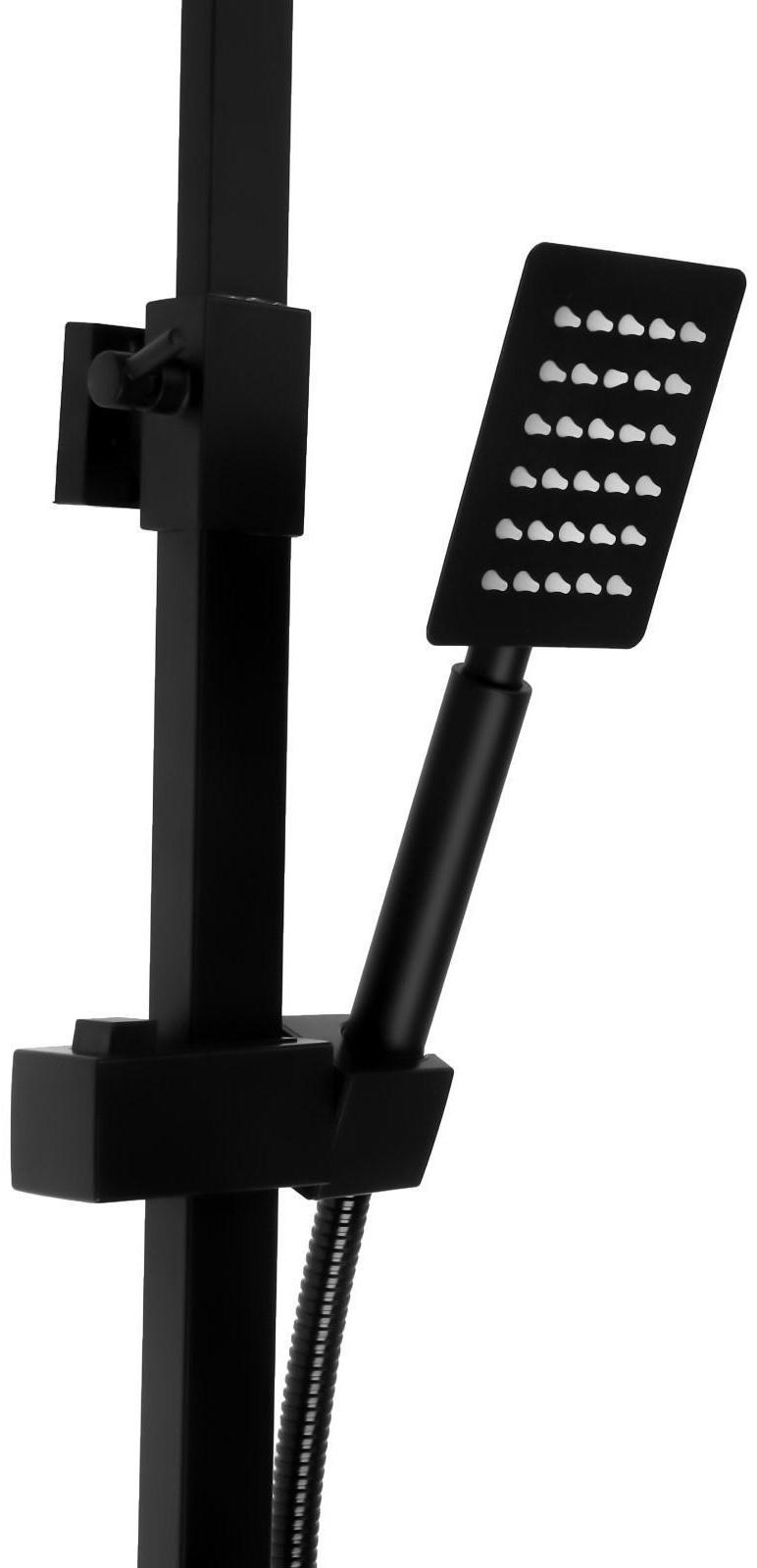 Душевая система ZEIN Z1006, смеситель, тропическая и ручная лейка, стойка, черный
