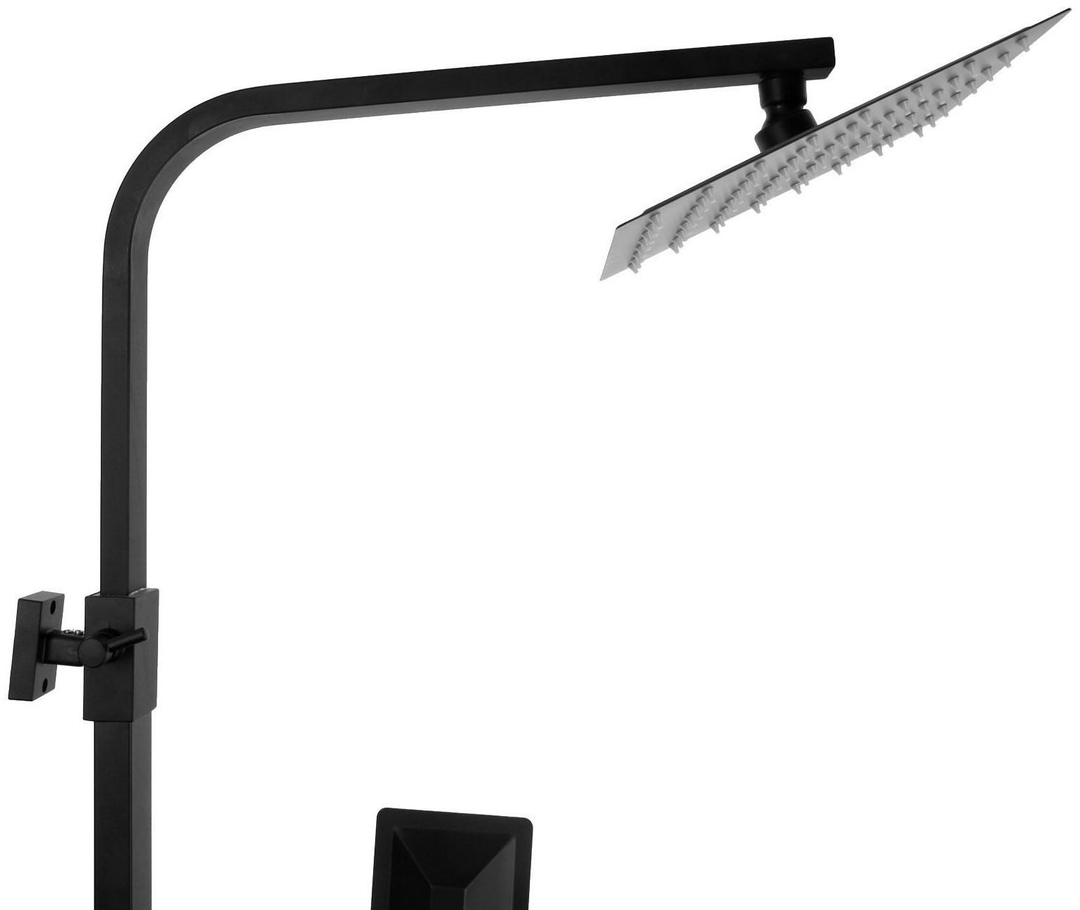 Душевая система ZEIN Z1006, смеситель, тропическая и ручная лейка, стойка, черный