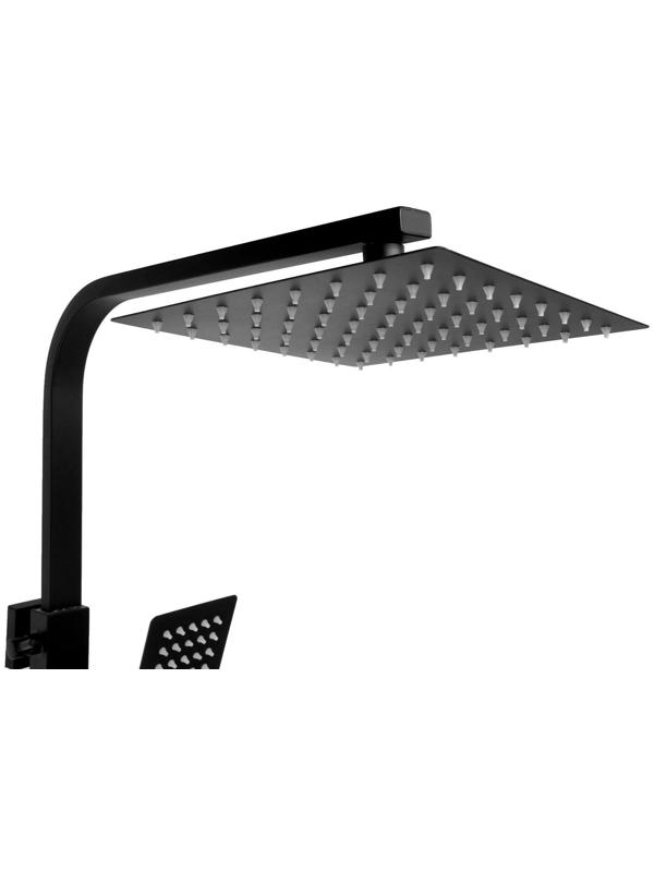 Душевая система ZEIN Z1006, смеситель, тропическая и ручная лейка, стойка, черный