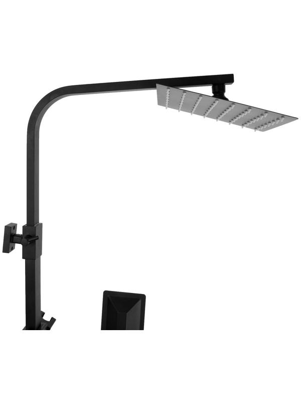 Душевая система ZEIN Z1006, смеситель, тропическая и ручная лейка, стойка, черный