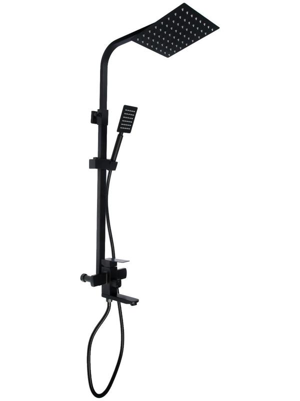 Душевая система ZEIN Z1006, смеситель, тропическая и ручная лейка, стойка, черный
