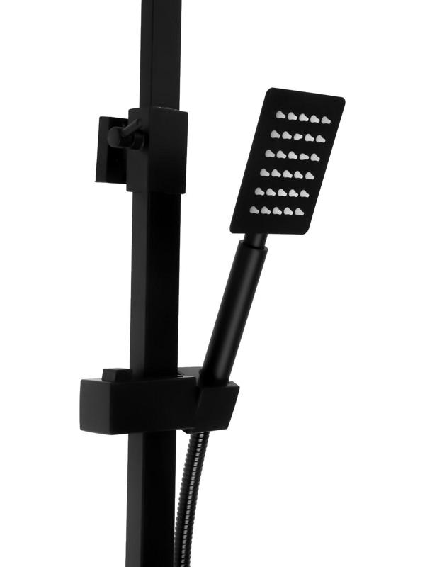 Душевая система ZEIN Z1006, смеситель, тропическая и ручная лейка, стойка, черный