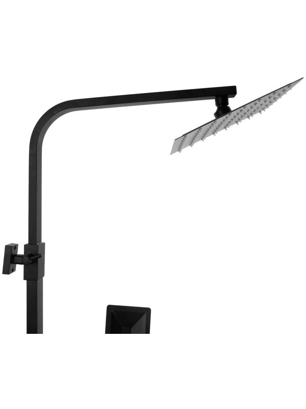 Душевая система ZEIN Z1006, смеситель, тропическая и ручная лейка, стойка, черный