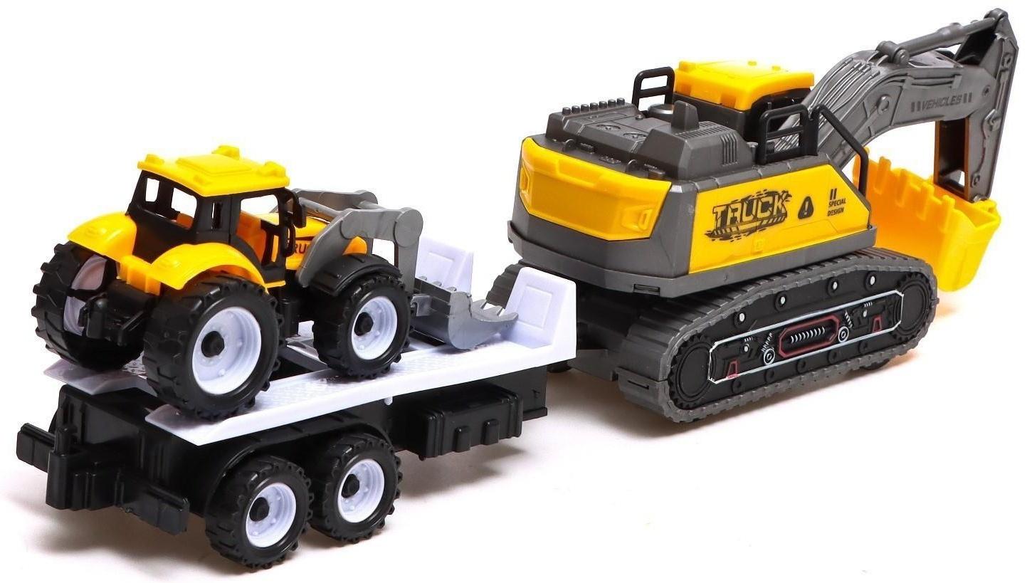 Экскаватор инерционный «Стройка», с прицепом и трактором, МИКС