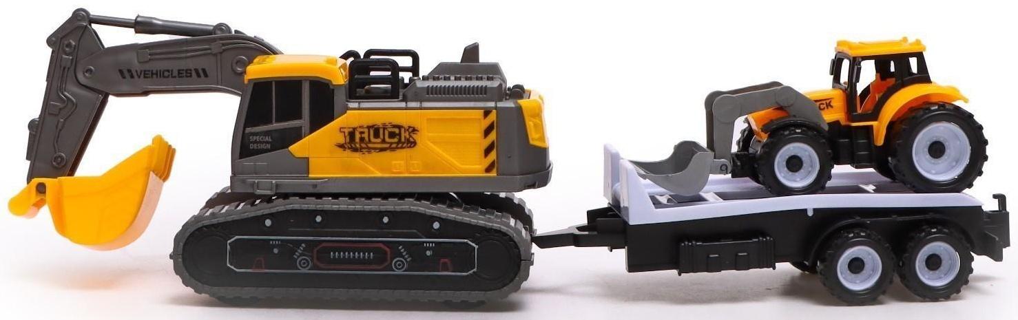 Экскаватор инерционный «Стройка», с прицепом и трактором, МИКС