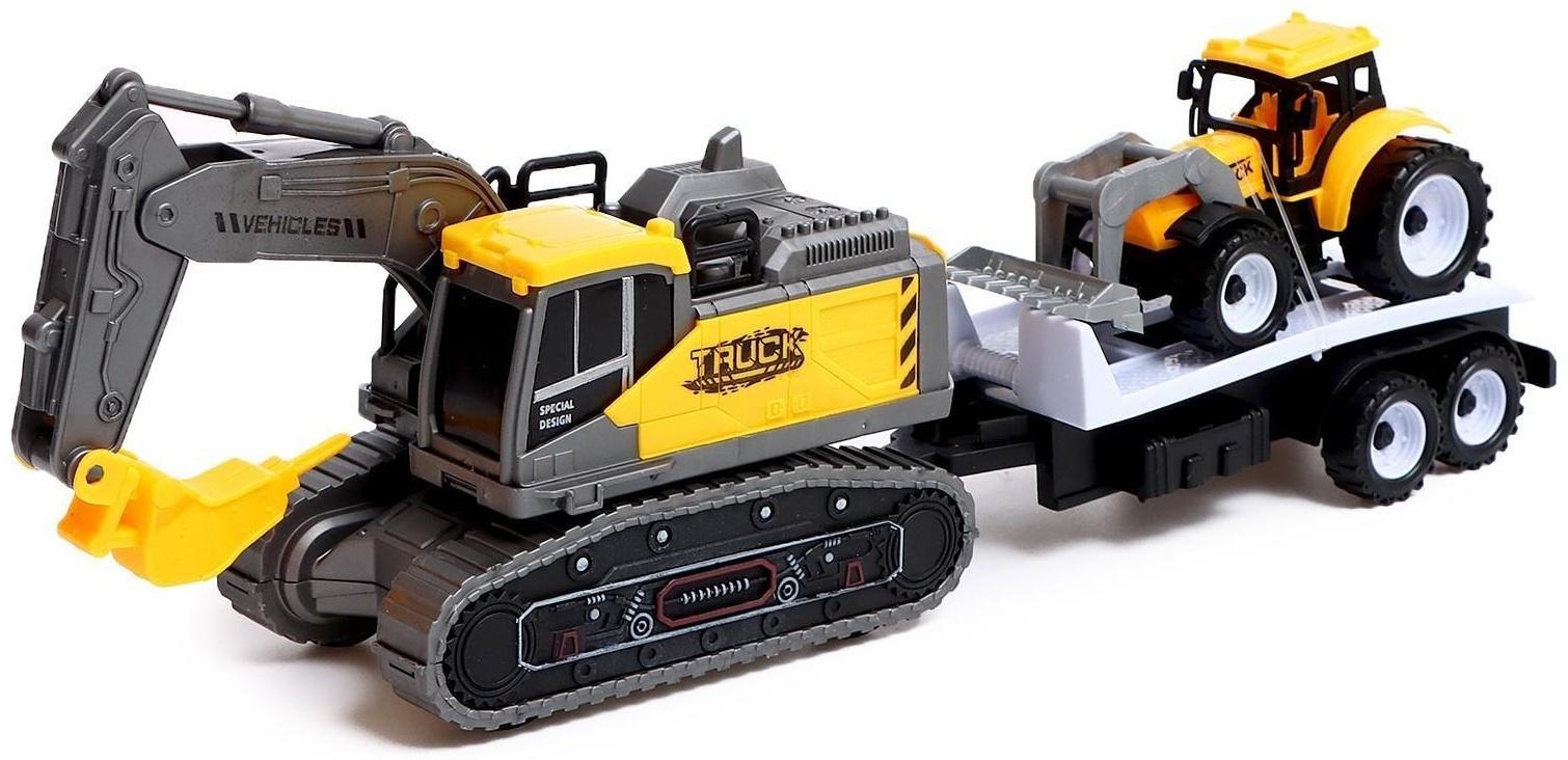 Экскаватор инерционный «Стройка», с прицепом и трактором, МИКС