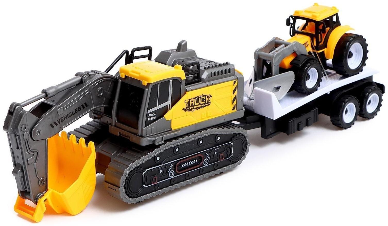 Экскаватор инерционный «Стройка», с прицепом и трактором, МИКС